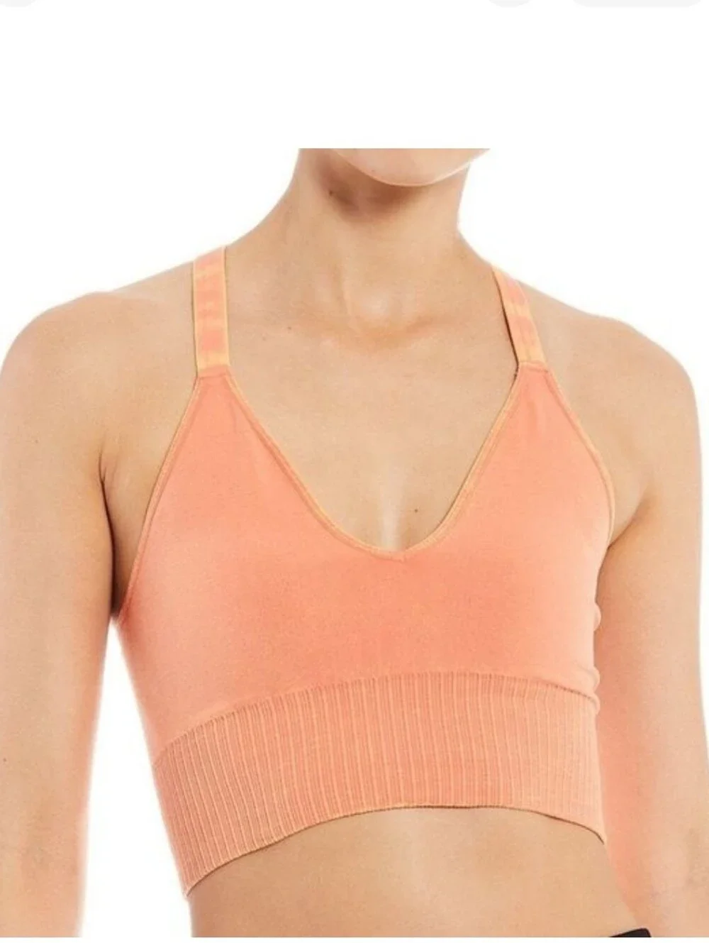 FP Movement Good Karma Peachy Coral Crop Top Sports Bra Large